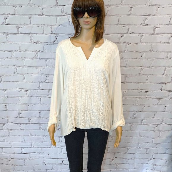 RXB, Boho long sleeve ivory embroidered blouse - Picture 3 of 9